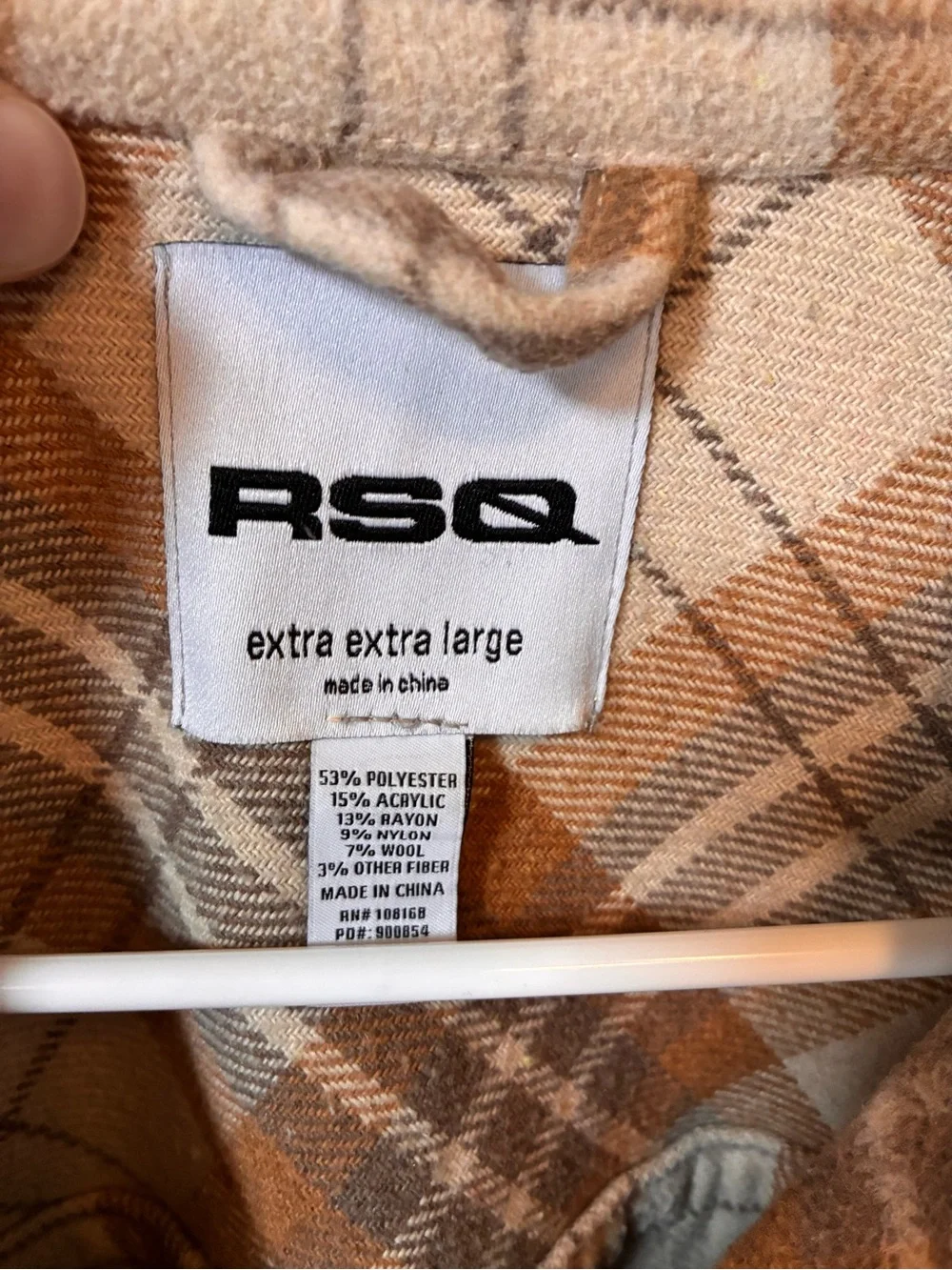 RSQ Plaid Utility Shacket in Beige and Brown - Picture 3 of 4